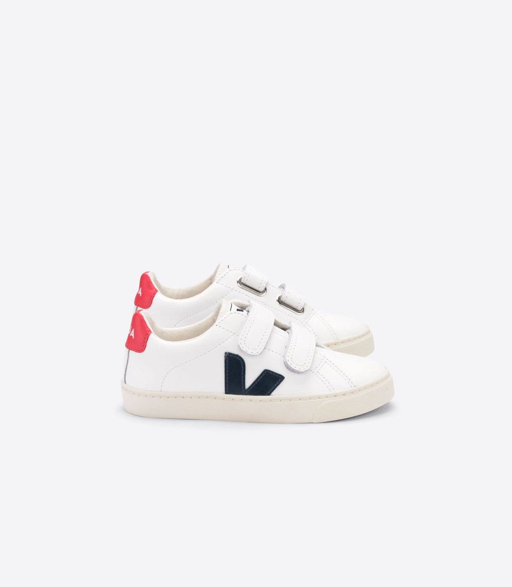 Veja Trainers Kids White - Esplar Velcro Leather - XNFW-61074